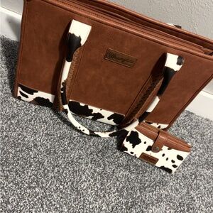 Wrangler Brown and Black Tote Bag with Western Flair